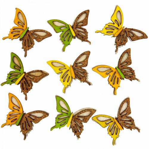 Floristik24 Scatter decoración mariposas madera verde/amarillo/naranja 3×4cm 24p