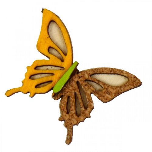 Scatter decoración mariposas madera verde/amarillo/naranja 3×4cm 24p