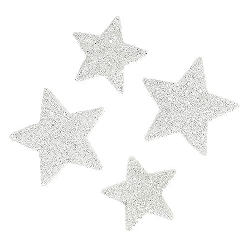 Floristik24 Scatter decoración estrellas blancas con mica 4-5cm 40p