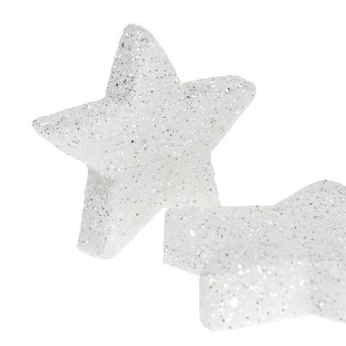 Artículo Scatter decoración estrellas blancas con mica 4-5cm 40p