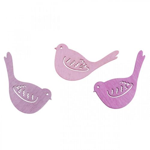 Artículo Decoración dispersa pájaro decoración madera, piezas dispersas tonos rosados 4cm 72 piezas