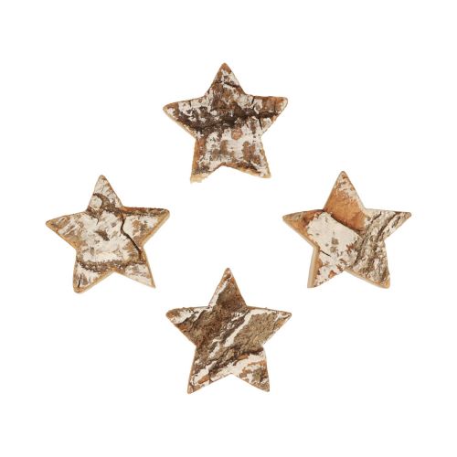 Artículo Decoración dispersa Navidad estrellas de madera corteza blanqueada Ø5cm 12ud