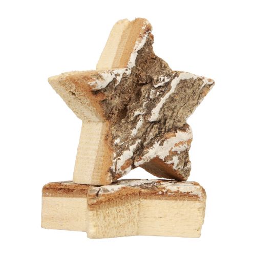 Artículo Decoración dispersa Navidad estrellas de madera corteza blanqueada Ø5cm 12 piezas