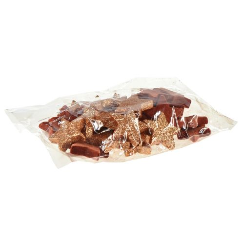 Artículo Decoración dispersa Estrellas navideñas marrón/naranja Ø4/5cm 40 piezas