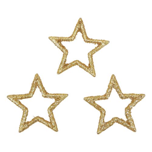 Floristik24 Decoración dispersa Estrellas navideñas purpurina dorada Ø4cm 120 piezas