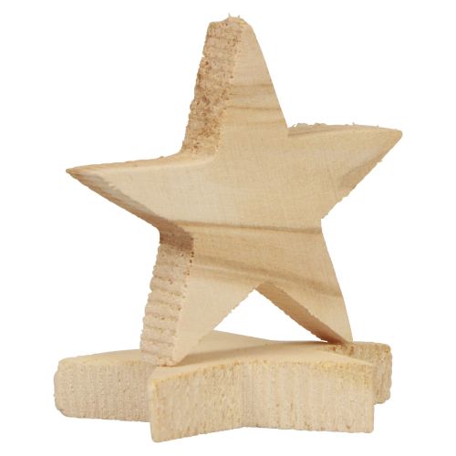 Artículo Decoración dispersa Estrellas navideñas Estrellas de madera natural Ø5,5cm 12 piezas