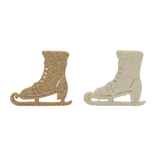 Artículo Decoración dispersa decoración de invierno patín de hielo de madera brillo 4x3,5 cm 72 piezas