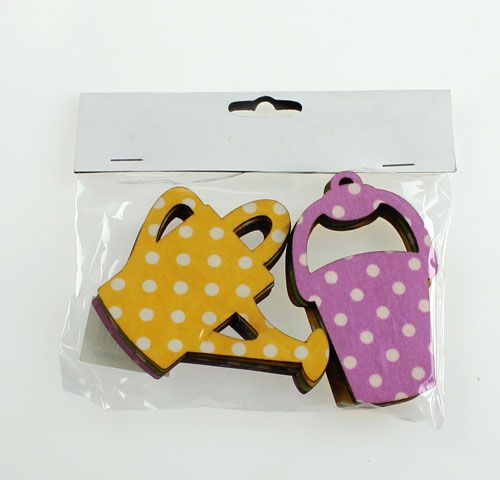 Floristik24 Regadera / cubo de madera 8cm clasificado 12pcs