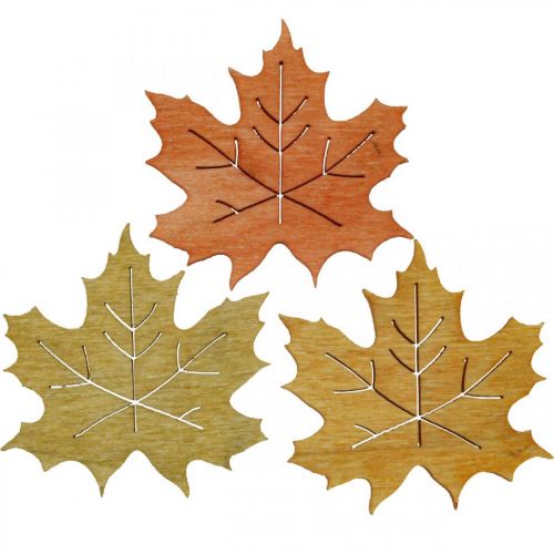 Artículo Decoración de mesa otoño, decoración dispersa madera hoja de arce L4cm 72 piezas