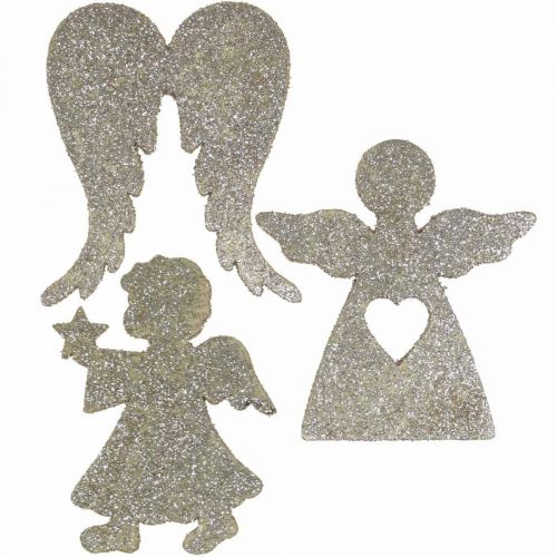Floristik24 Decoración dispersa Decoración de ángel navideño brillo dorado H8cm 24 piezas