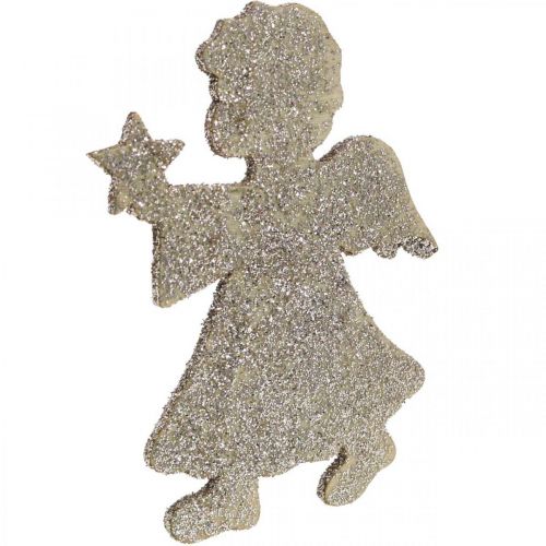 Artículo Decoración dispersa Decoración de ángel navideño brillo dorado H8cm 24 piezas