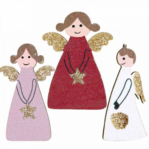 Artículo Ángel de madera espolvoreado ángel espolvoreado decoración ángel decoración 4,5×3cm 72 piezas