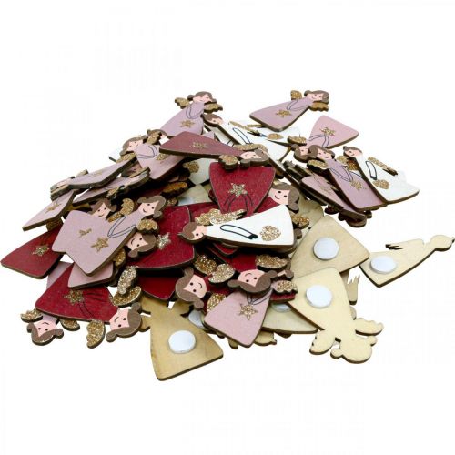 Artículo Ángel de madera espolvoreado ángel espolvoreado decoración ángel decoración 4,5×3cm 72 piezas
