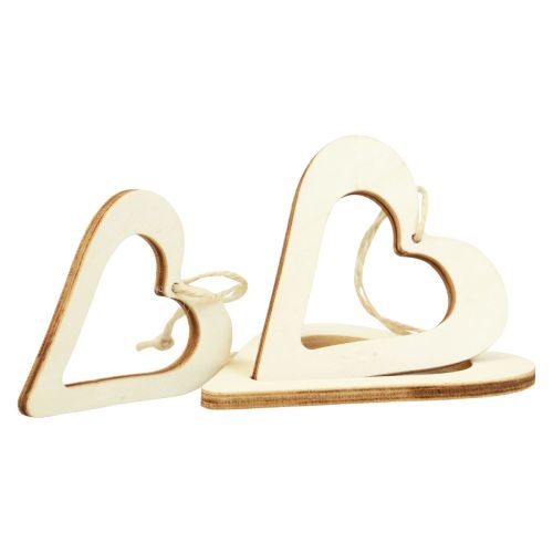 Artículo Corazones de madera colgador decorativo corazón decorativo de madera natural 6/8/10/12cm 16 piezas