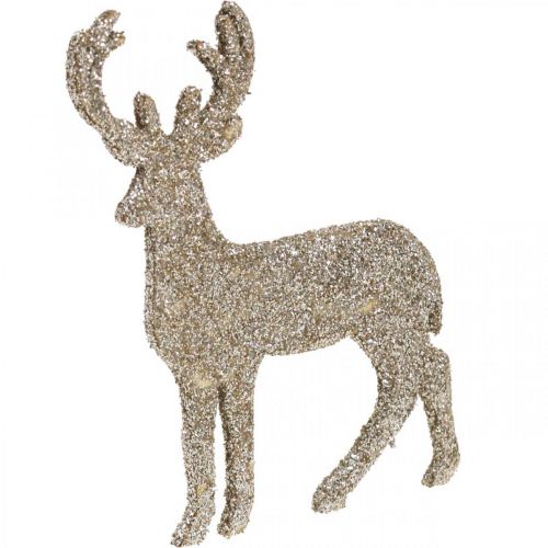 Artículo Decoración dispersa Decoración navideña de ciervos con purpurina dorada 6×8cm 24 piezas