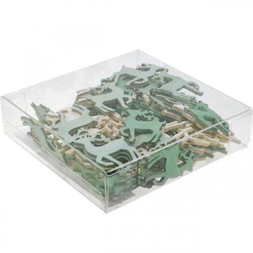 Artículo Decoración dispersa Navidad madera ciervo verde 4×3cm 72 piezas