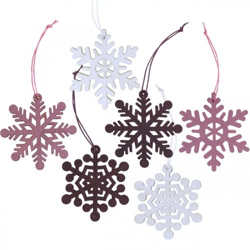 Decoración árbol de Navidad copo de nieve colgante madera 8cm 36 piezas