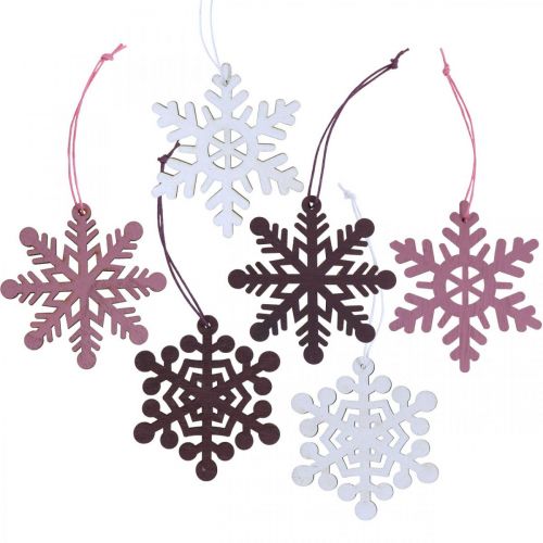 Artículo Adornos para árboles de navidad copo de nieve colgante madera 8cm 36pcs