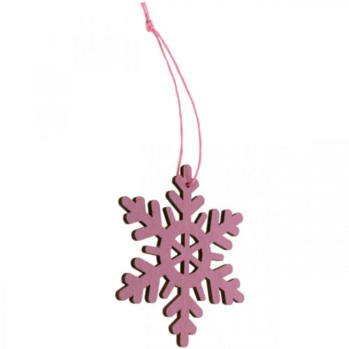 Artículo Decoración árbol de Navidad copo de nieve colgante madera 8cm 36 piezas