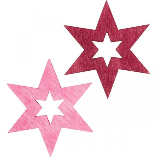 Artículo Decoración de estrellas de madera Decoración dispersa Navidad Púrpura H4cm 72 piezas