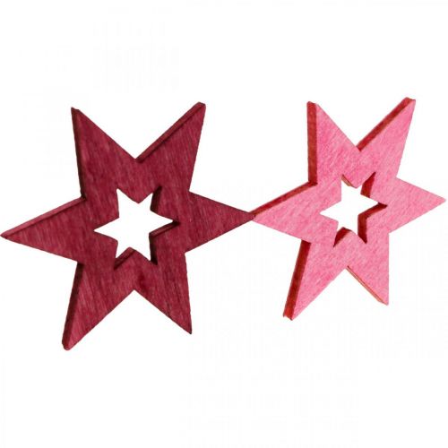 Artículo Decoración de estrellas de madera Decoración dispersa Navidad Púrpura H4cm 72 piezas