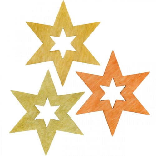 Artículo Estrellas de madera chispas decorativas Navidad Naranja Al.4cm 72p