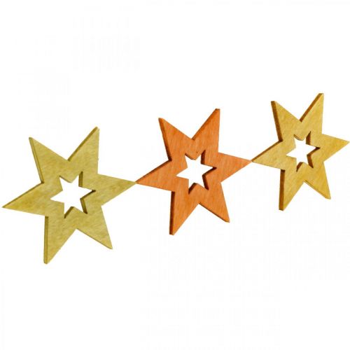 Artículo Estrellas de madera chispas decorativas Navidad Naranja Al.4cm 72p