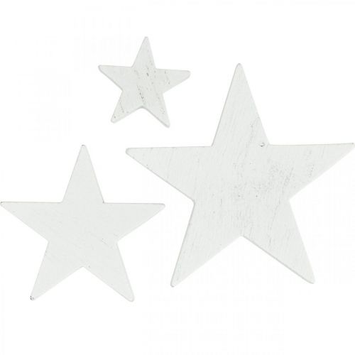 Floristik24 Scatter decoración madera estrellas Navidad blanco 2,5/4,5/6,5cm 29p