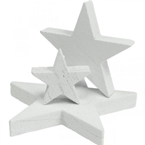 Artículo Scatter decoración madera estrellas Navidad blanco 2,5/4,5/6,5cm 29p