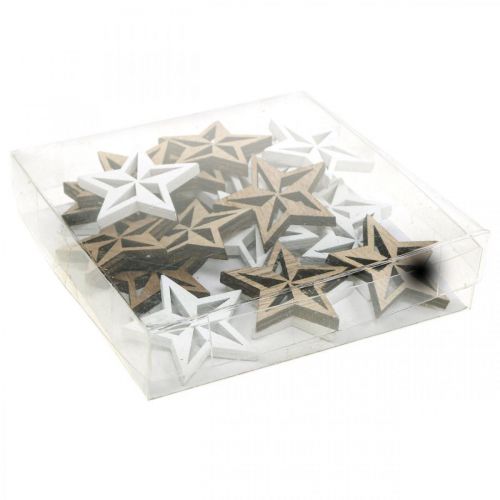 Floristik24 Estrellas de madera chispas decorativas Navidad blanco/naturaleza 3,5cm 48p