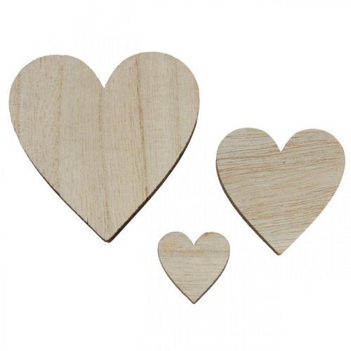 Corazones de madera decoración dispersa corazón decoración de mesa marrón natural 29 piezas