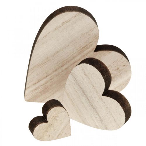 Artículo Corazones de madera decoración dispersa corazón decoración de mesa marrón natural 29 piezas