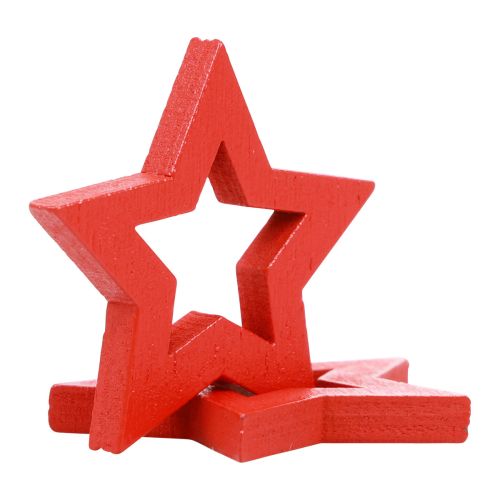 Artículo Decoración dispersa Decoración navideña estrellas estrellas rojas de madera Ø4cm 54 piezas