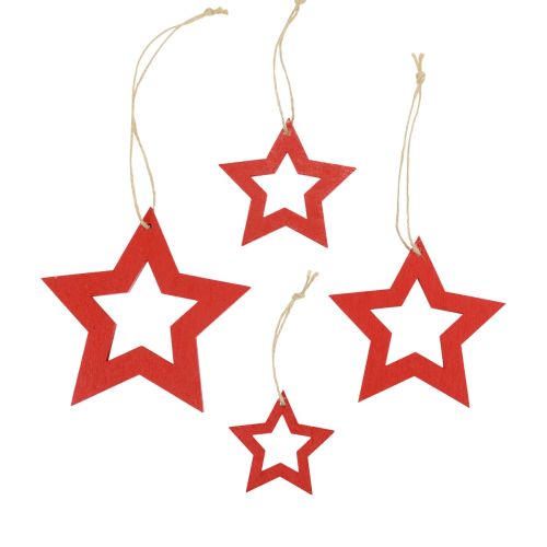 Estrellas de madera decoración decoración percha estrella de madera rojo 6/8/10/12cm 16pcs
