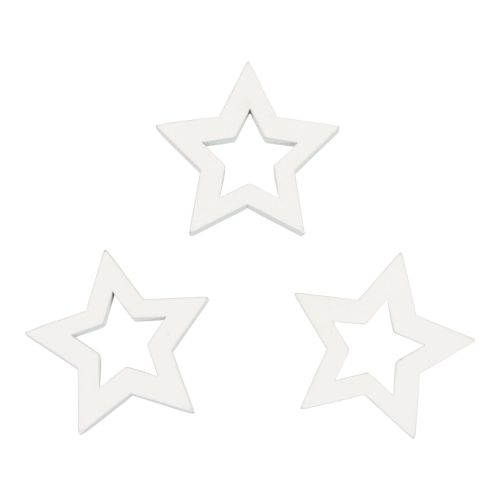 Floristik24 Decoración dispersa estrellas navideñas estrellas de madera blancas Ø4cm 54ud