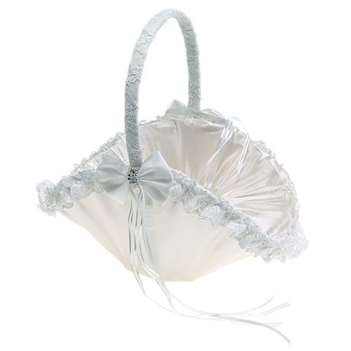 Floristik24 Cesto de basura cesta de boda blanco 27cm