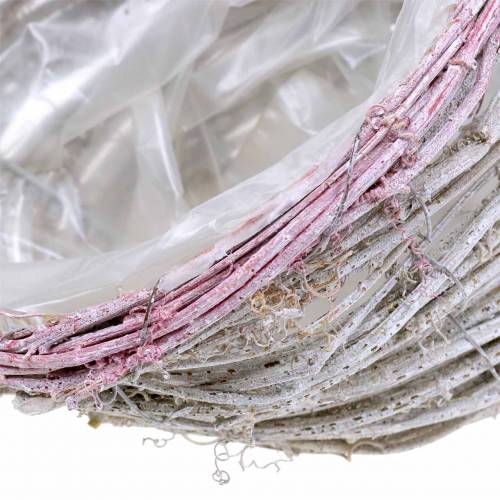 Floristik24 Cesta de flores con asa rosa blanca-vieja 35cm × 17cm H25cm