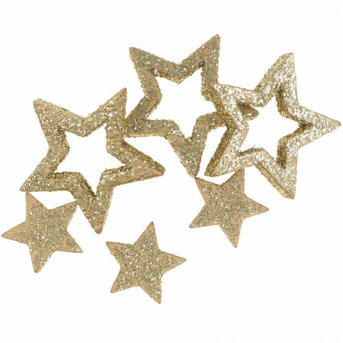Floristik24 Estrellas dispersas brillo dorado 48 piezas