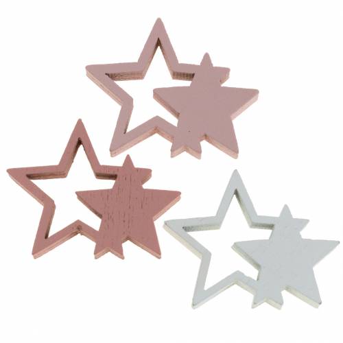 Artículo Estrellas decorativas dispersas rosa/blanco 36 piezas