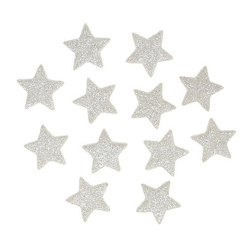 Floristik24 Estrellas dispersas con purpurina crema 2,5cm 96uds