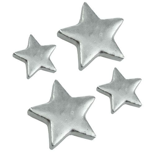 Floristik24 Scatter estrellas plata Ø4cm-5cm 72p