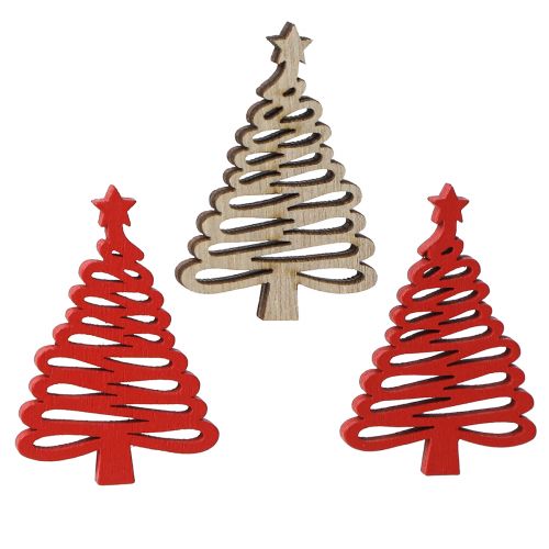 Artículo Piezas dispersas madera abeto con estrella rojo natural 3x4,5cm 72uds