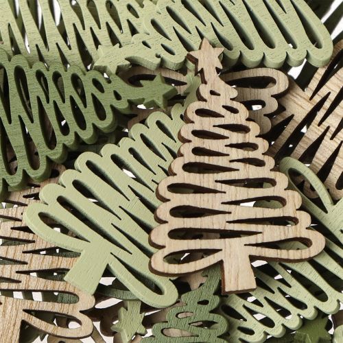 Artículo Scatter estrella navideña abeto verde 3x4,5cm 72 piezas
