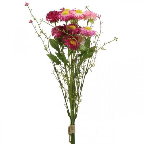 Floristik24 Rhodanthe rosa-rosa, flores de seda, planta artificial, ramo de flores de paja L46cm