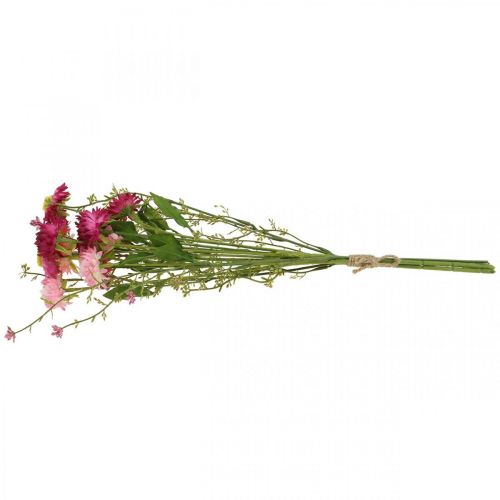 Artículo Rhodanthe rosa-rosa, flores de seda, planta artificial, ramo de flores de paja L46cm
