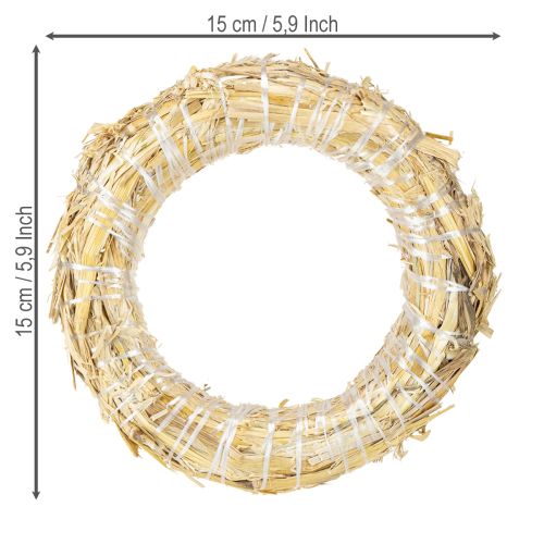 Artículo Corona de paja sin aros, base para corona de paja, aro de paja de 15/3 cm, 2 piezas
