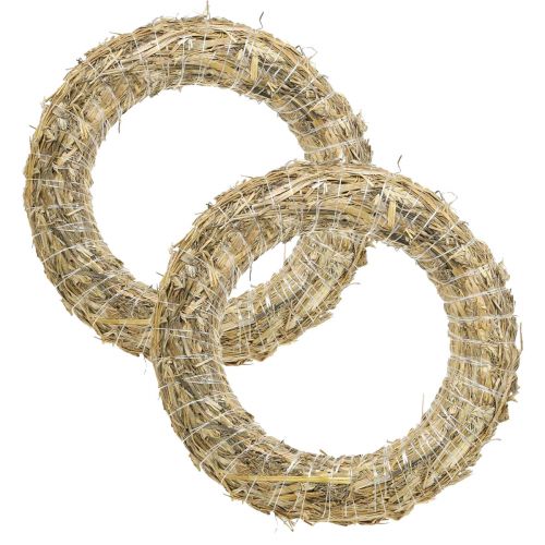 Artículo Corona de paja corona de paja en blanco 35/6cm 2 piezas
