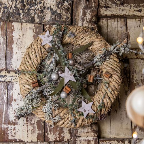 Floristik24 Corona de paja trenzada Ø37cm decoración de paja rústica natural