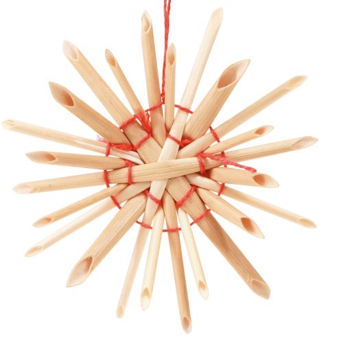 Artículo Estrellas de paja Adornos para árboles de Navidad paja rojo natural Ø4-6cm 17 piezas