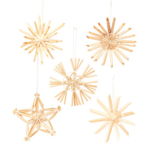 Floristik24 Estrellas de paja adornos para árboles de Navidad Ø5-6cm 25 piezas